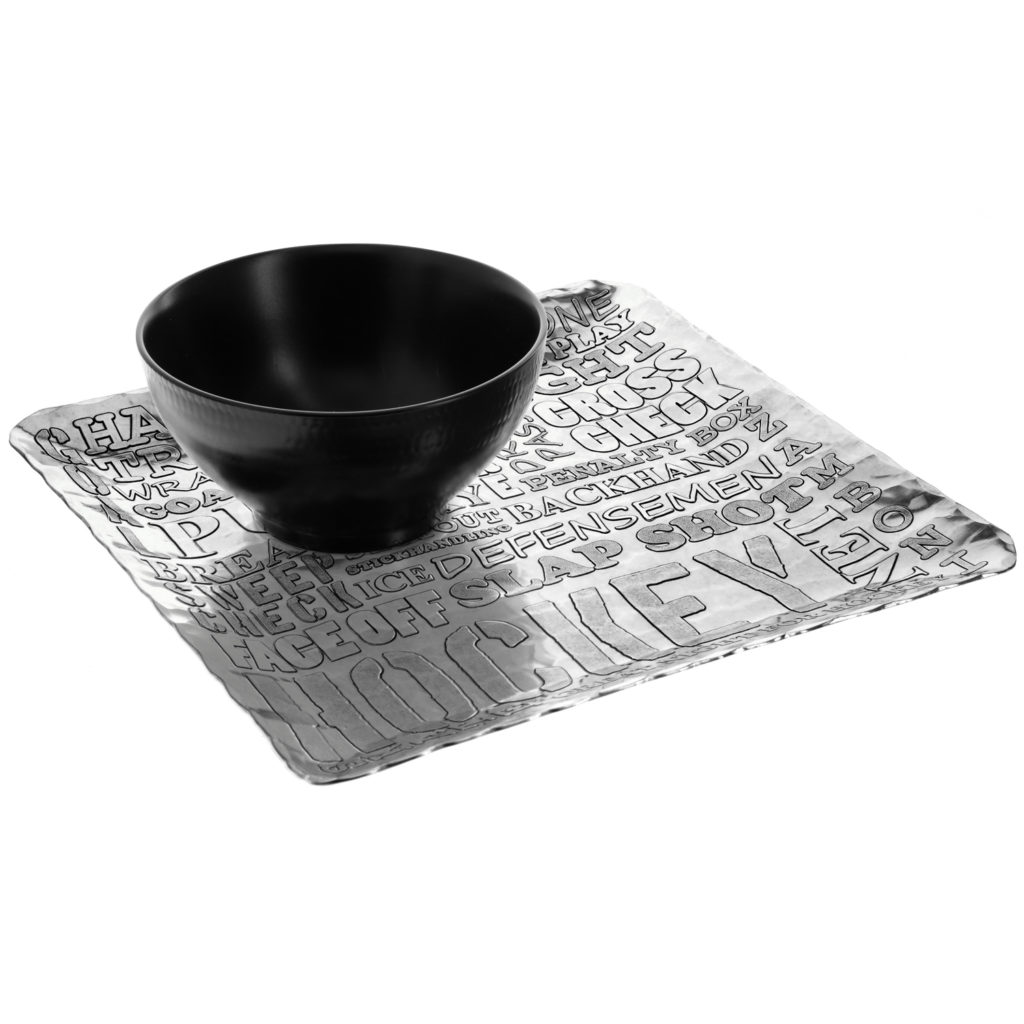 Aluminum hockey themed chip & dip